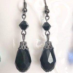 New Dangling Drop Glass Handmade Black Earrings Sparkling Elegant Fancy Classic